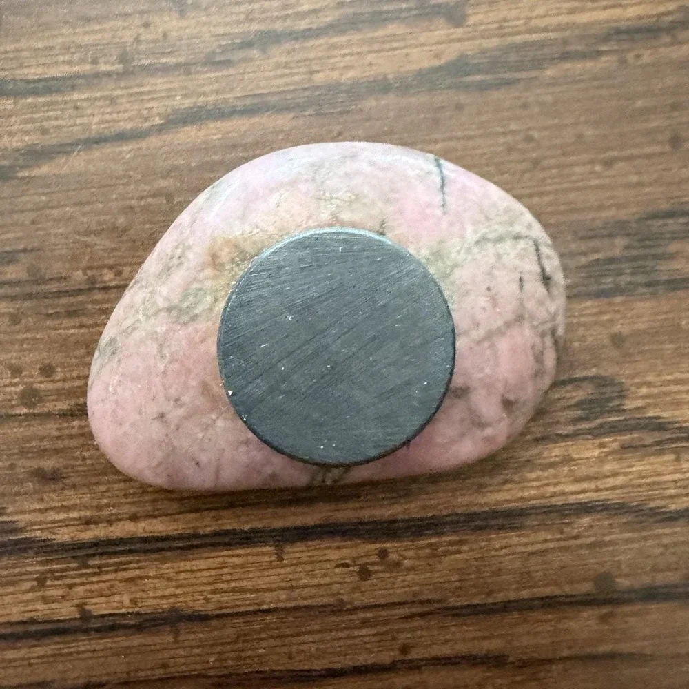 Rhodonite Stone Magnet Hummingbird Silhouette Pink Gray Natural Gemstone Decor